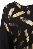 Contrast Hempanel Print Top - Black/bronze