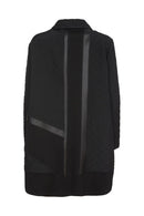 Contrast Panel Quilted Coat - Black