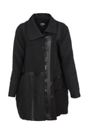 Contrast Panel Quilted Coat - Black