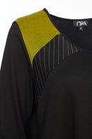 Stripe Panels Long Top - Black/lime