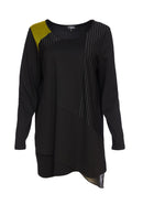Stripe Panels Long Top - Black/lime
