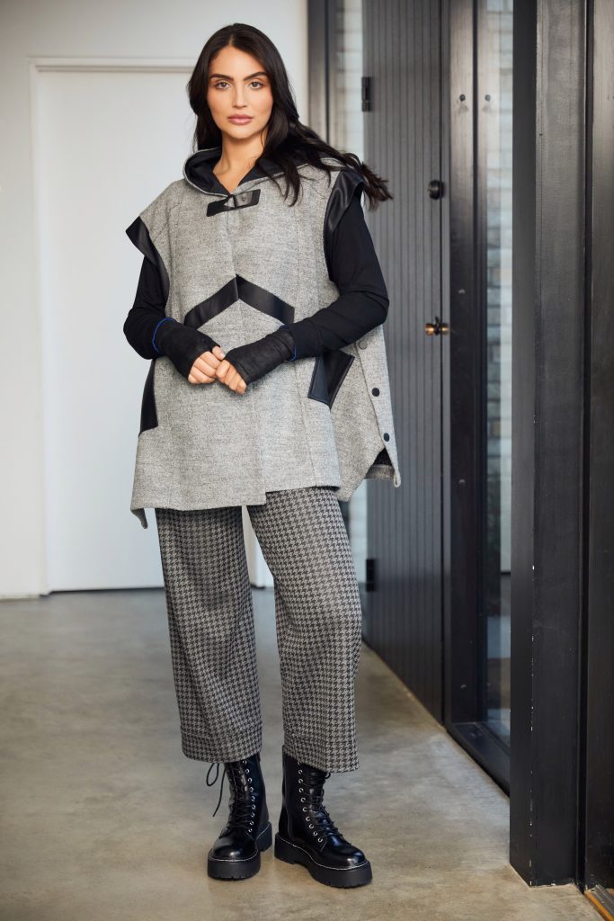 Turn Up Check Trouser - Black/grey