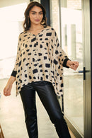 Jersey Cuff Print Blouse - Sand