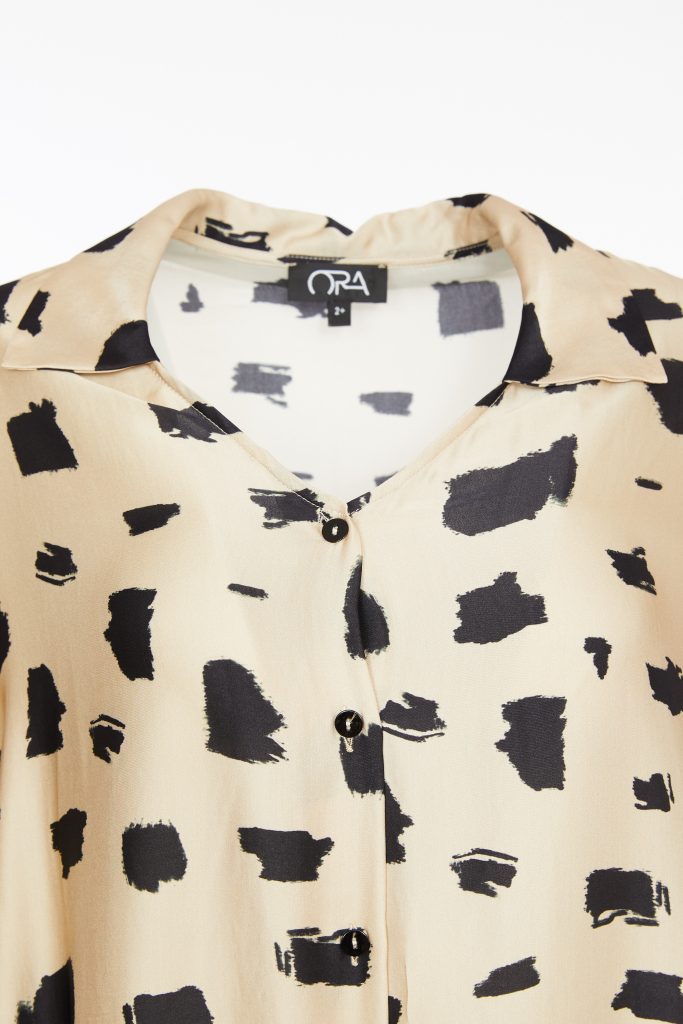 Jersey Cuff Print Blouse - Sand