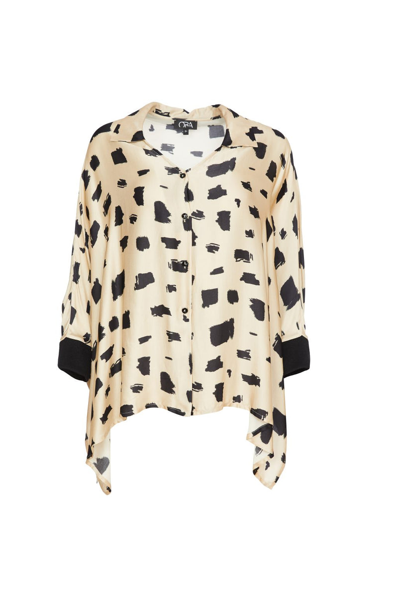 Jersey Cuff Print Blouse - Sand