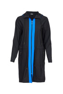 Contrast Panel Hooded Coat - Black/imperial Blue
