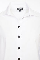 Contrast Button Cotton Shirt - White/black
