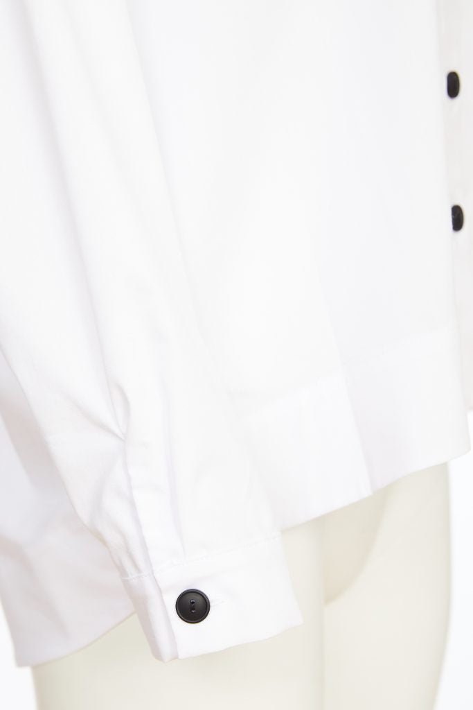 Contrast Button Cotton Shirt - White/black