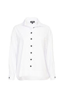 Contrast Button Cotton Shirt - White/black