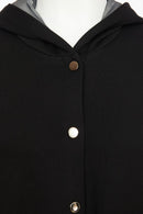 Contrast Hempanel Hooded Coat - Black