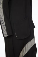 Contrast Hempanel Hooded Coat - Black