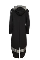Contrast Hempanel Hooded Coat - Black