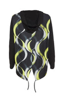Contrast Band Print Top - Black/lime