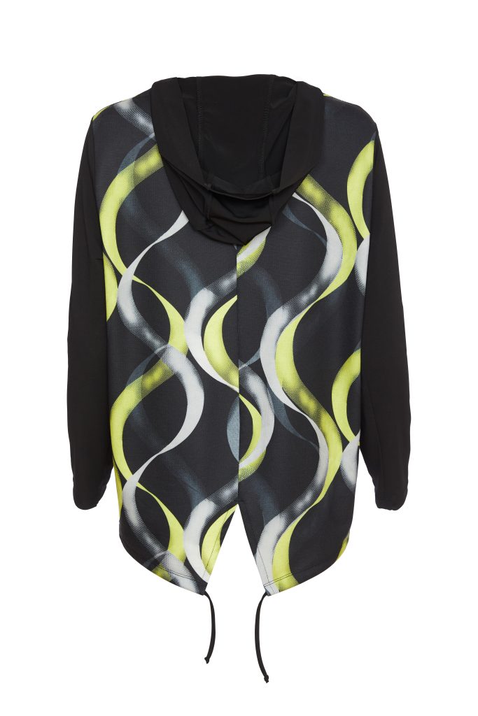 Contrast Band Print Top - Black/lime