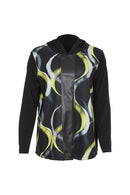 Contrast Band Print Top - Black/lime