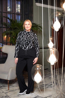 Knit Jacquard High Neck Jacket - Black/white