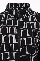 Knit Jacquard High Neck Jacket - Black/white