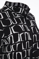 Knit Jacquard High Neck Jacket - Black/white