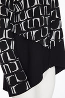 Knit Jacquard High Neck Jacket - Black/white