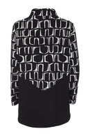 Knit Jacquard High Neck Jacket - Black/white