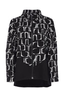 Knit Jacquard High Neck Jacket - Black/white