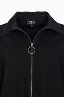 Zip Jacket With Knitted cuff - Black