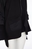 Zip Jacket With Knitted cuff - Black