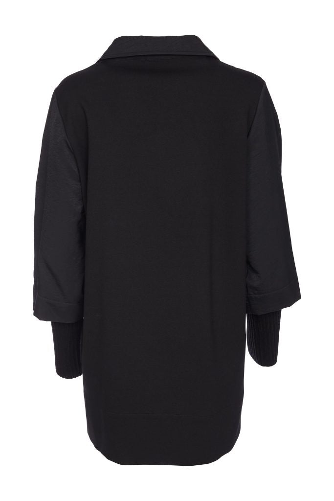 Zip Jacket With Knitted cuff - Black