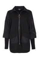 Zip Jacket With Knitted cuff - Black