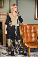 Print Jacket With Chiffon Hemline - Champagne Beige