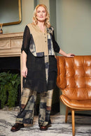 Print Jacket With Chiffon Hemline - Champagne Beige