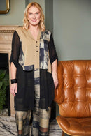 Wide Leg Print Pull up Trousers - Champagne Beige