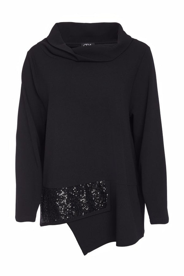 Roll Collar Top - Black