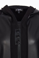 Leatherette Jacket W/Contrast Zip - Black