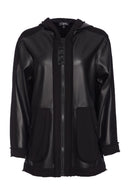 Leatherette Jacket W/Contrast Zip - Black