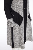High Neck Wool Mix Coat - Black/white