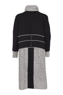 High Neck Wool Mix Coat - Black/white
