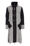 High Neck Wool Mix Coat - Black/white