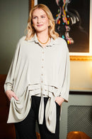 Pleats Detail Blouse - Stone