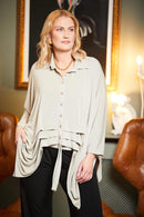 Pleats Detail Blouse - Stone