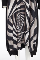 V neck Print Dress - Taupe/black