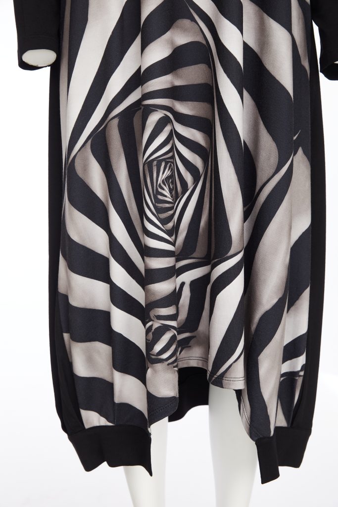 V neck Print Dress - Taupe/black