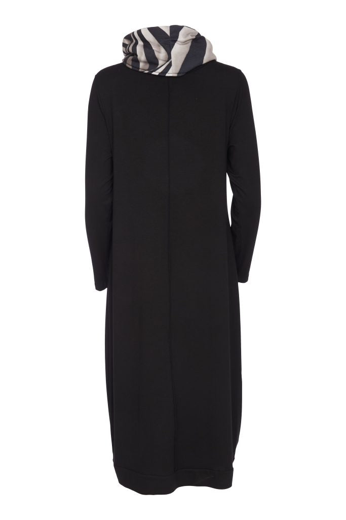 V neck Print Dress - Taupe/black