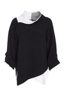 Embossed Angle Hem Top - Black/white