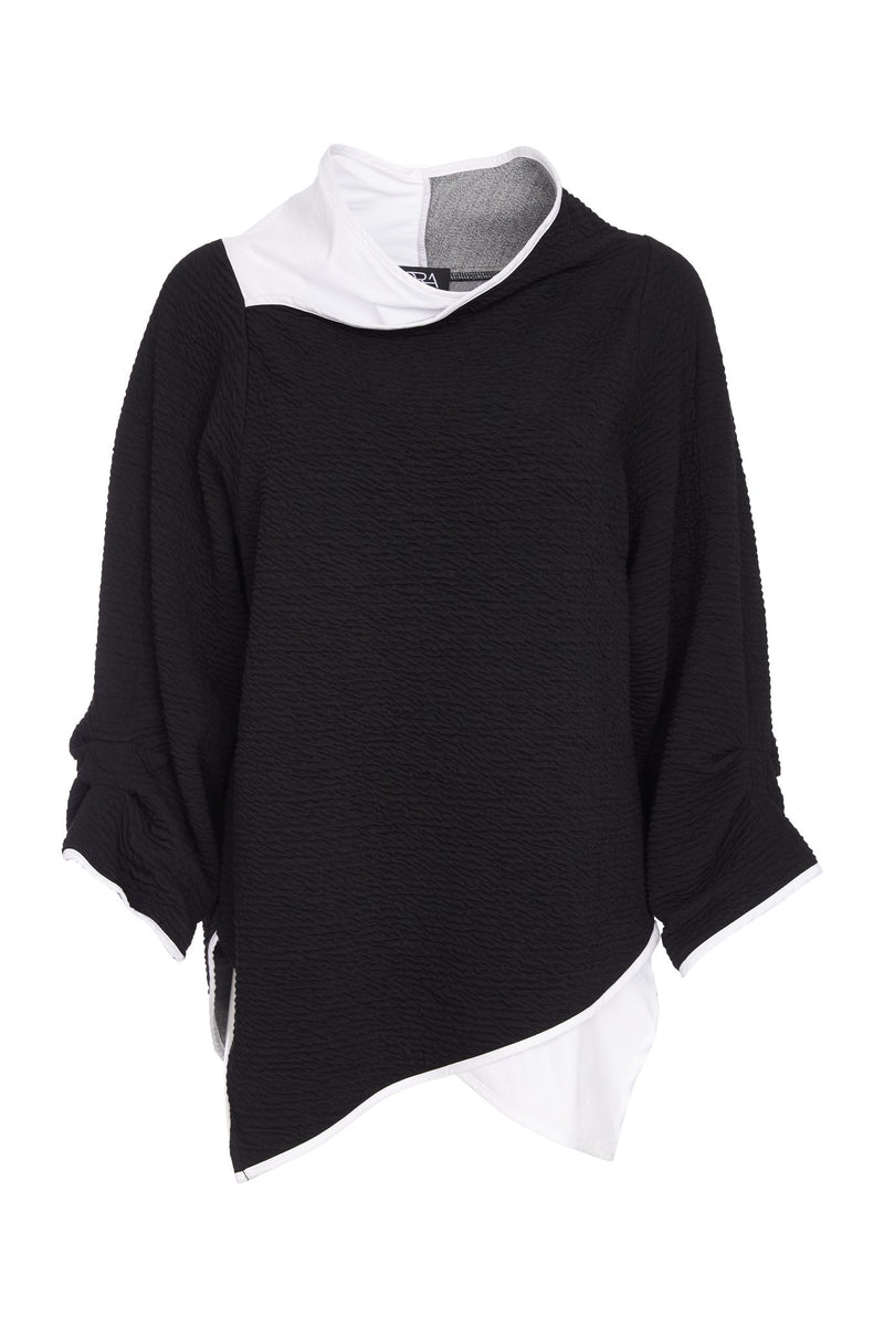Embossed Angle Hem Top - Black/white