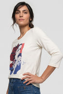 Olsen Long Sleeves T-Shirt - White Silk