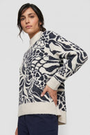 Coastal Look Animal Print Jumper - Ink Blue