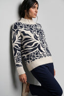Coastal Look Animal Print Jumper - Ink Blue