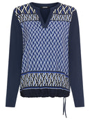 New Passion V Neck Print T-Shirt - Ink Blue