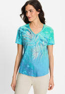 Ocean Breeze Print T-Shirt - Aruba Blue